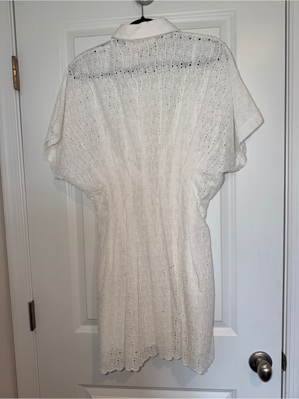 Exquise White Eyelet Collared Dolan Short Sleeve Mini Dress - Women - Picture 3 of 5